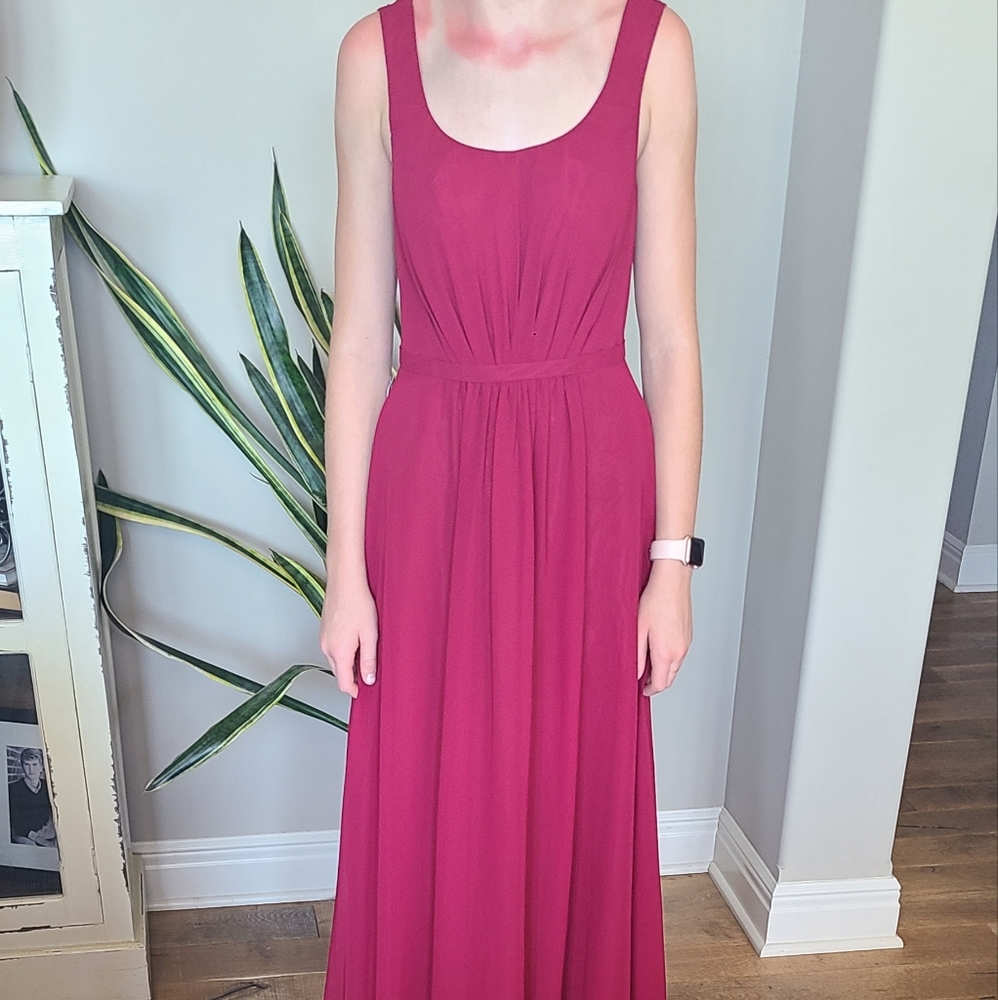 Azazie Burgundy Bridesmaid full length dress. Size 2